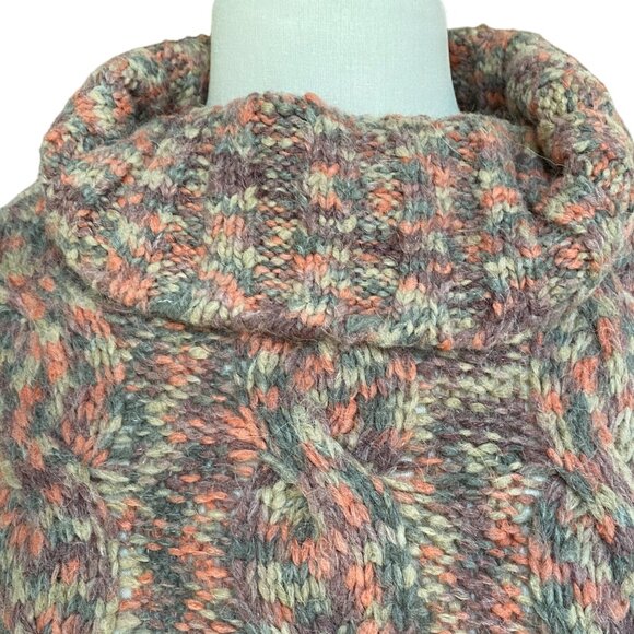 NWT Aspen Chunky Wool Cable Knit Sweater Fisherman Italy Space Dyed Ski-Aprés-L - Picture 4 of 15